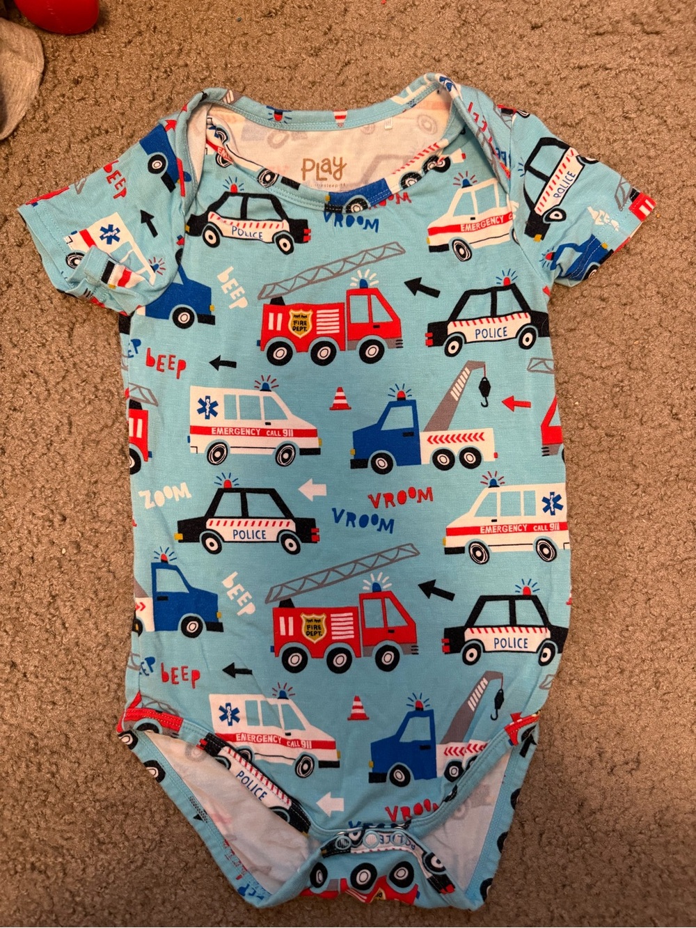 Little Sleepies Light Blue Emergency Vehicles Bodysuit